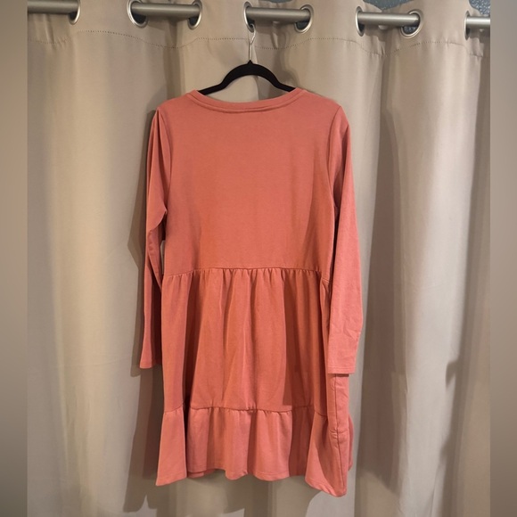 Time and Tru Pink Long Sleeve Crew Neck Casual Sweater Dress - Picture 2 of 6
